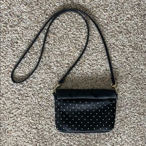Cute Black Shoulder Bag with Gold Studs